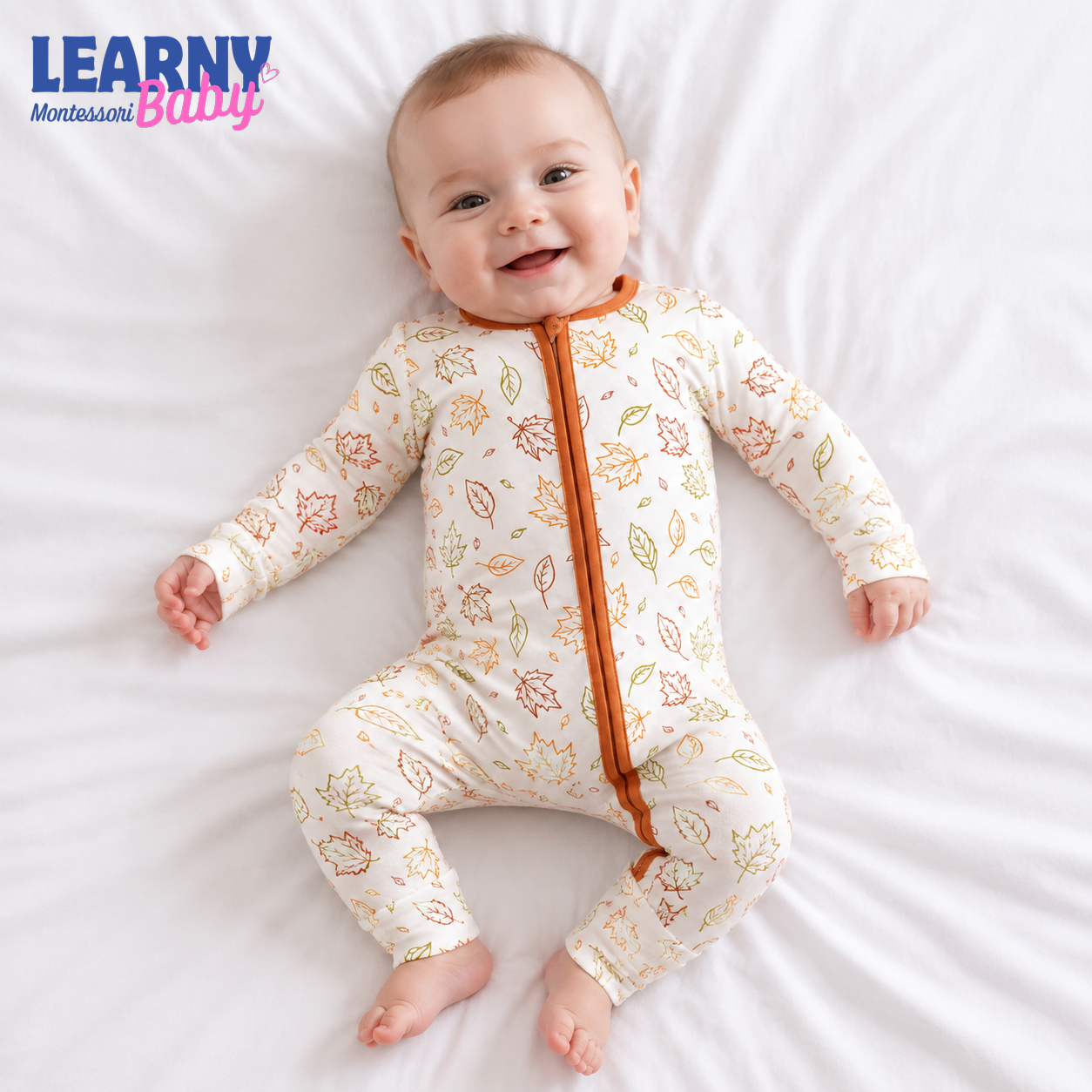 Autumn Falling Leaves Convertible Zippy – Thanksgiving Baby Pajamas