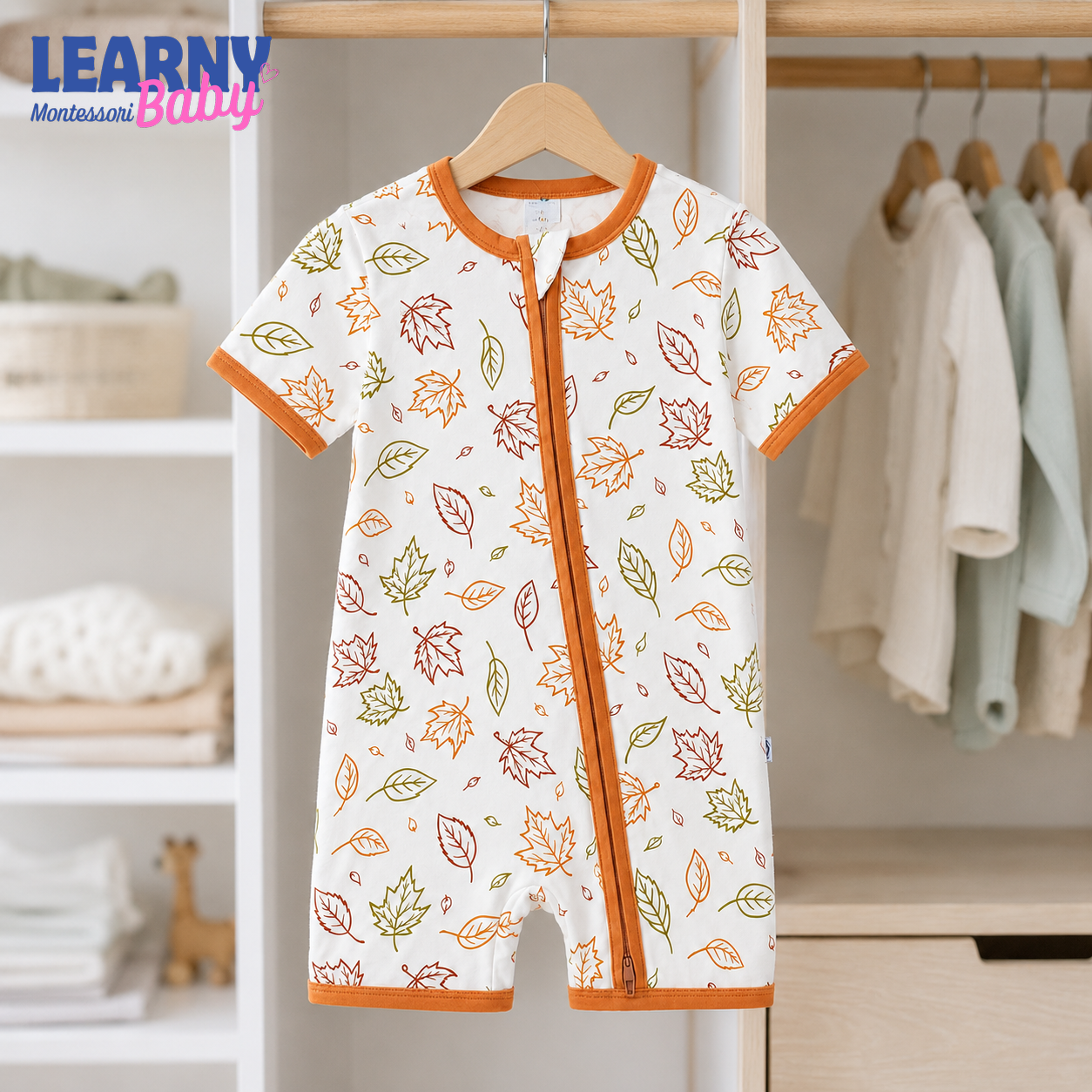 Autumn Falling Leaves Convertible Zippy – Thanksgiving Baby Pajamas