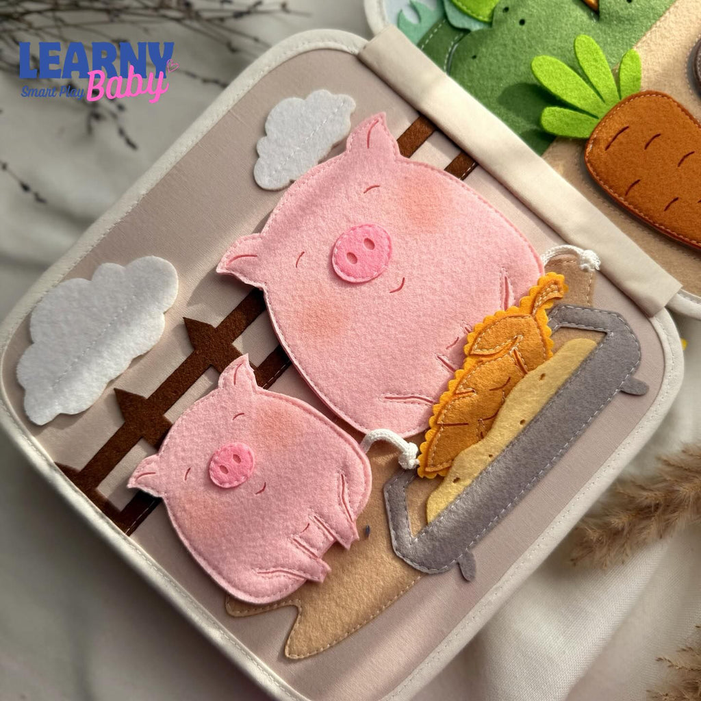 Personalized Farm Quiet Book for Toddlers, Custom Name Montessori Busy Book, Felt Sensory Activity Book, Fine Motor Learning Toy