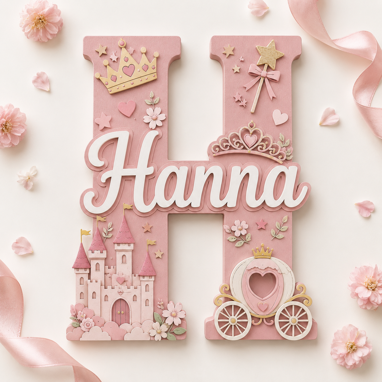 Personalized Princess Nursery Name Sign, Pink Castle Nursery Wall Decor, Fairy Tale Baby Name Sign, Girls Room Decor, Baby Shower Gift