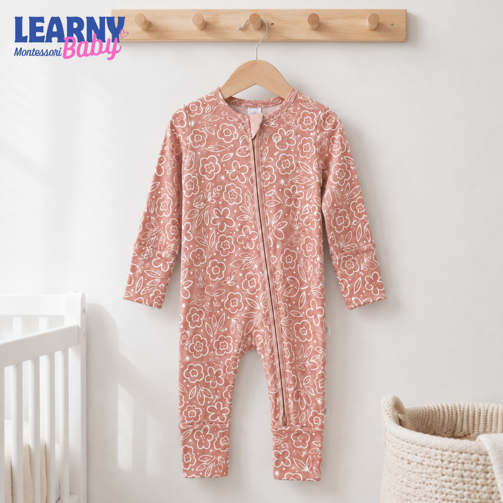 Terracotta Floral Garden Convertible Zippy – Floral Baby Girl Sleeper