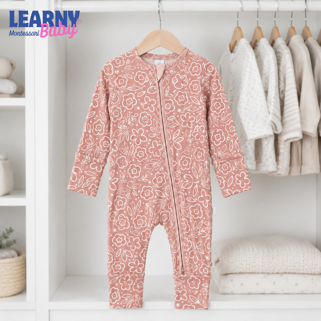 Terracotta Floral Garden Convertible Zippy – Floral Baby Girl Sleeper