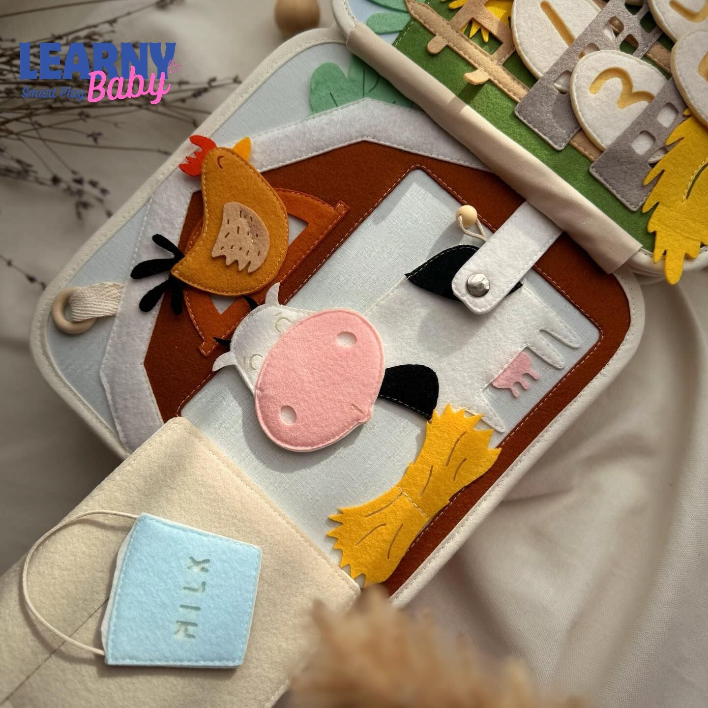 Personalized Farm Quiet Book for Toddlers, Custom Name Montessori Busy Book, Felt Sensory Activity Book, Fine Motor Learning Toy