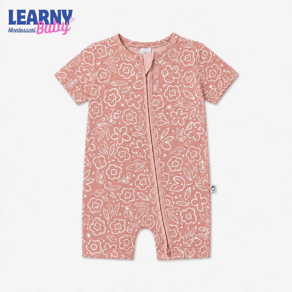 Terracotta Floral Garden Convertible Zippy – Floral Baby Girl Sleeper