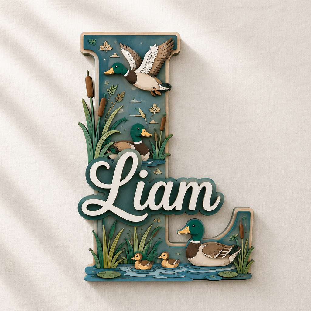 Personalized Mallard Duck Nursery Name Sign, Duck Hunting Nursery Decor, Mallard Baby Name Sign, Outdoor Kids Room Wall Art