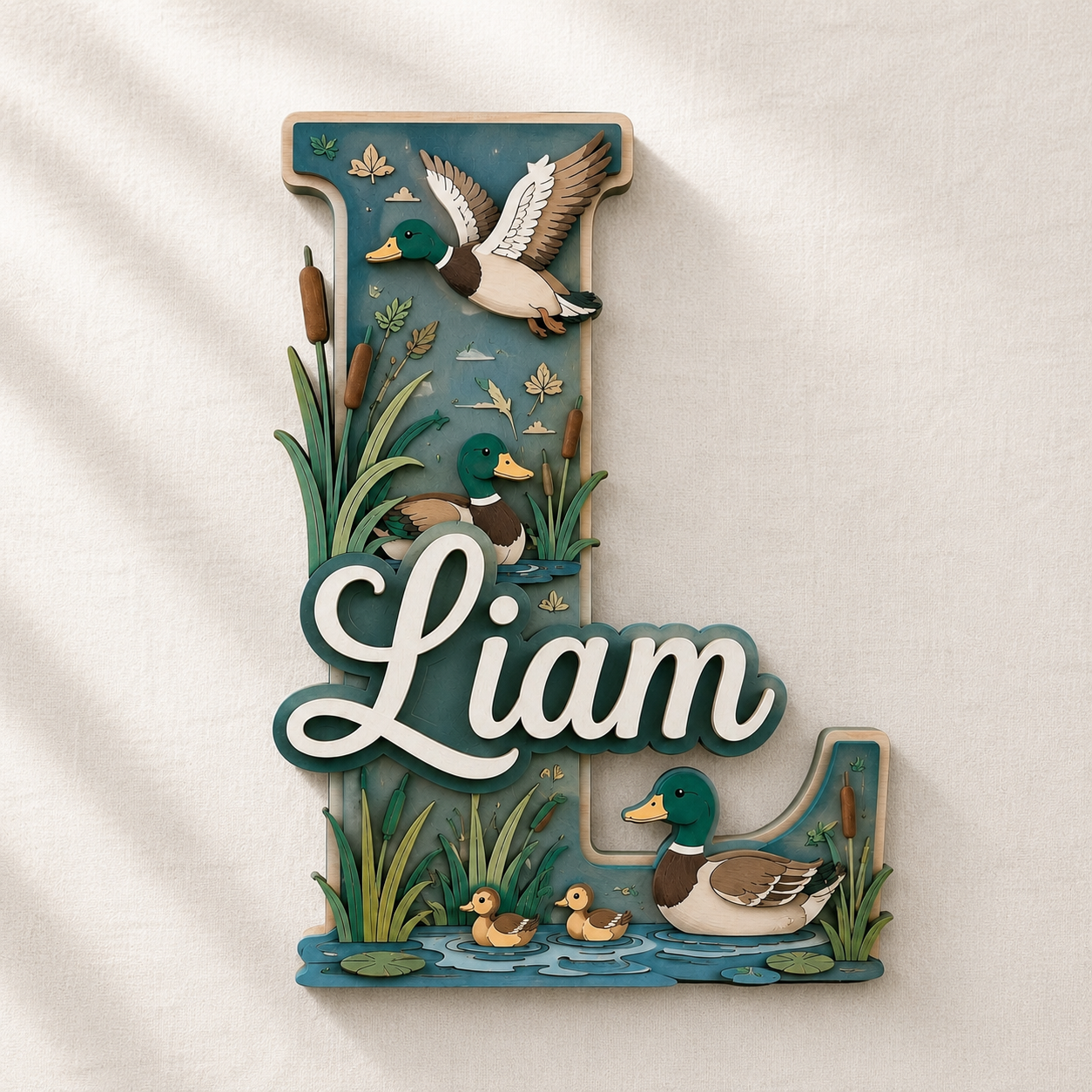 Personalized Mallard Duck Nursery Name Sign, Duck Hunting Nursery Decor, Mallard Baby Name Sign, Outdoor Kids Room Wall Art
