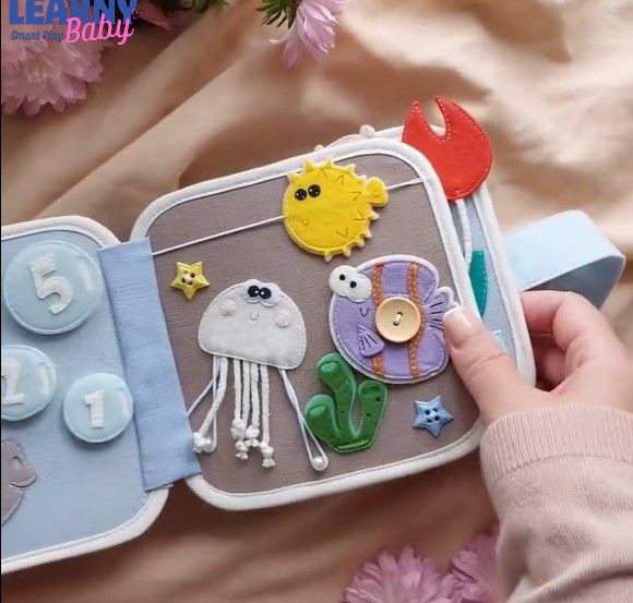 Montessori Ocean Quiet Book for Toddlers 1-4, Personalized Sea Animals Busy Book, Felt Activity Book, Fine Motor Skills Toy, Screen-Free Learning Gift