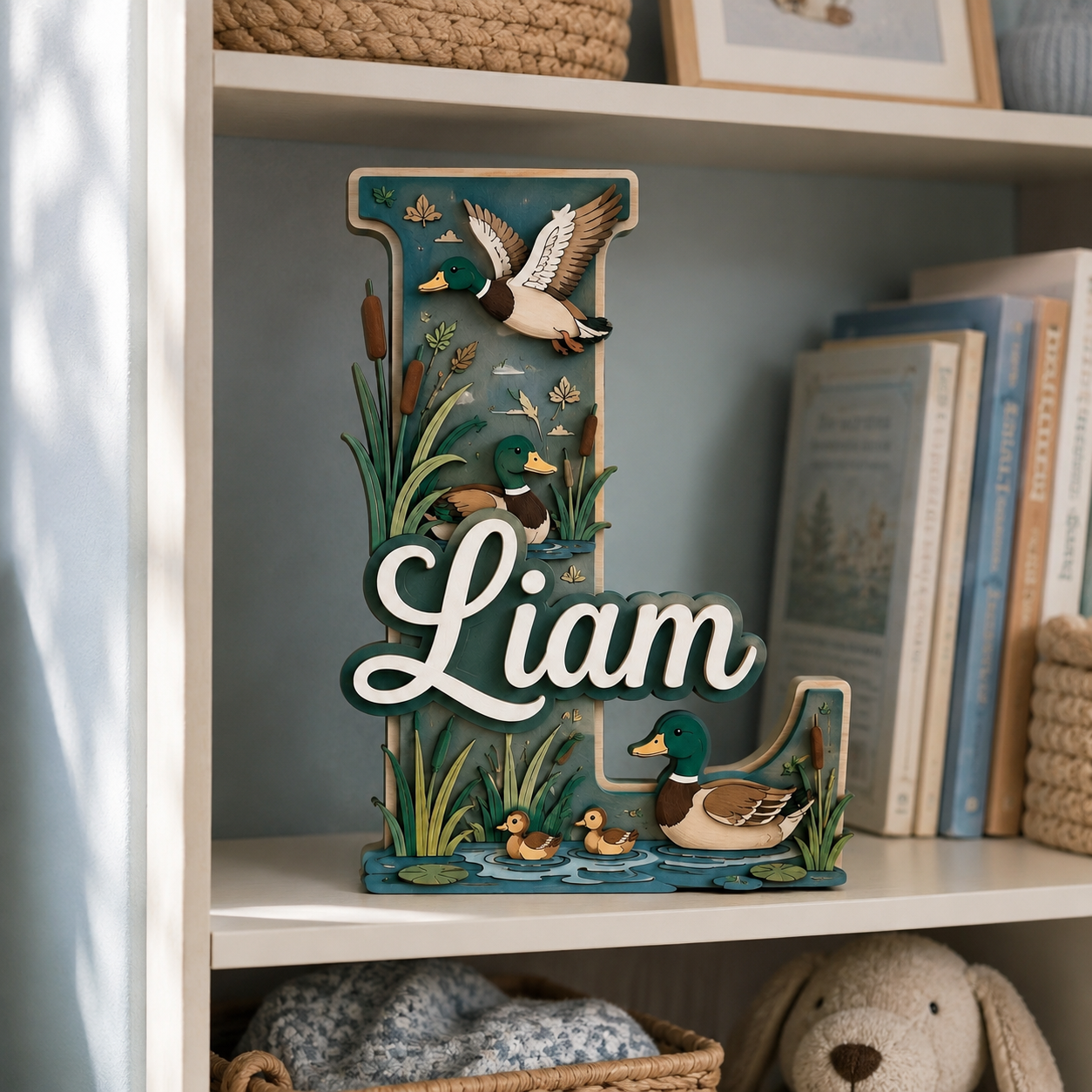 Personalized Mallard Duck Nursery Name Sign, Duck Hunting Nursery Decor, Mallard Baby Name Sign, Outdoor Kids Room Wall Art
