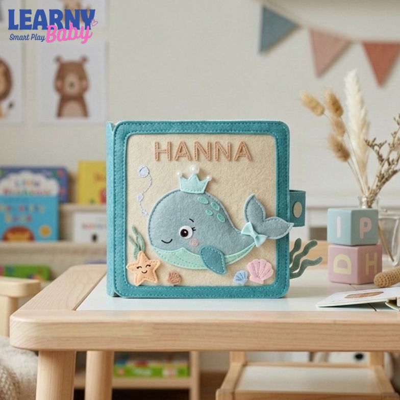 Montessori Ocean Quiet Book for Toddlers 1-4, Personalized Sea Animals Busy Book, Felt Activity Book, Fine Motor Skills Toy, Screen-Free Learning Gift