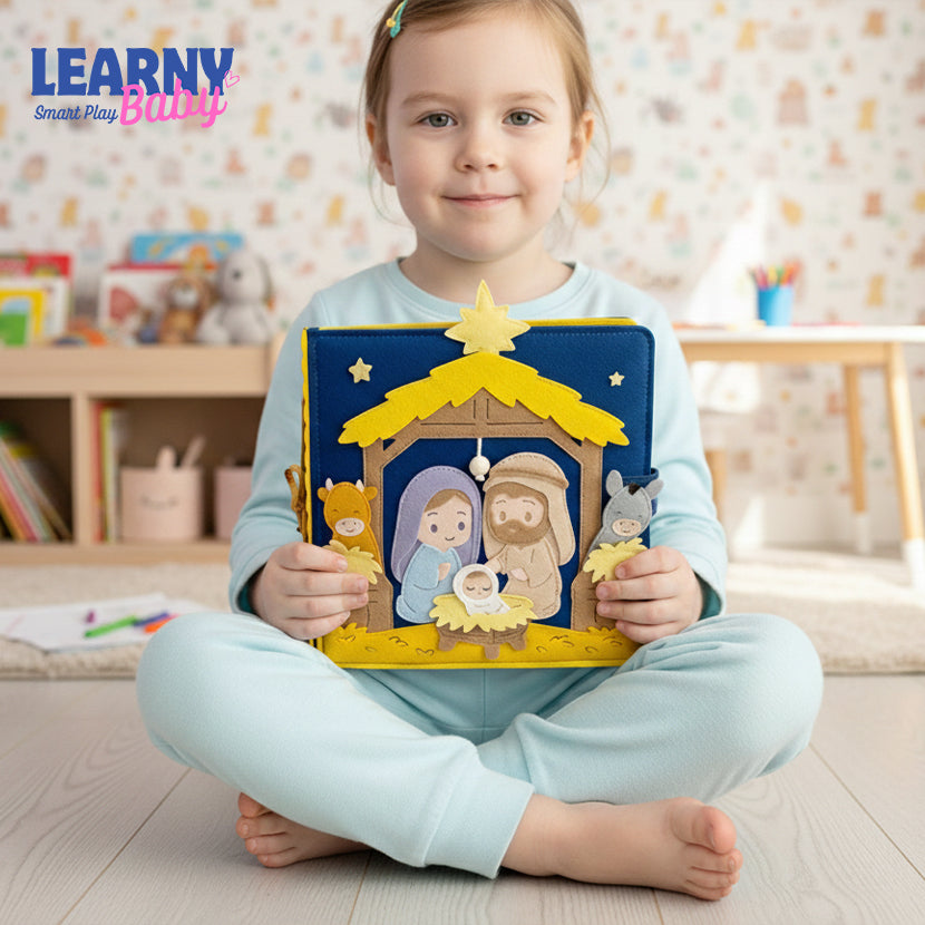Christmas Bible Stories Felt Quiet Book: Christian Educational Toy Baptism Birthday Gifts for Kids, Baby Birthday Gift, Montessori Busy Book