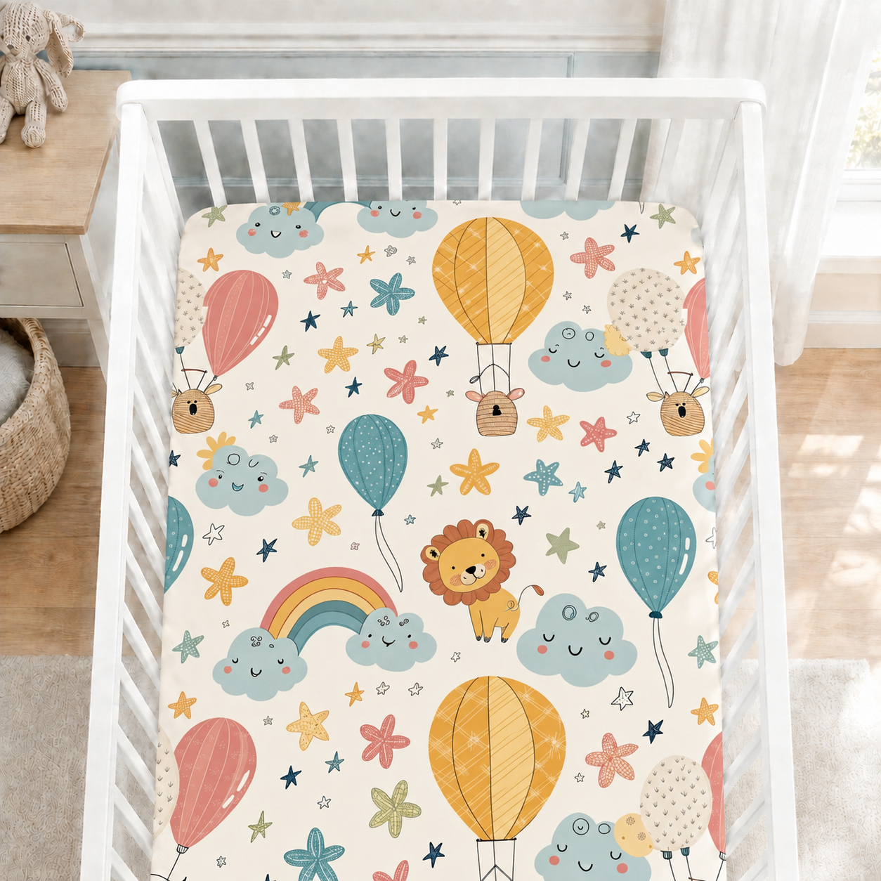 Hot Air Balloon Safari Bamboo Fitted Crib Sheet – Adventure Nursery Bedding