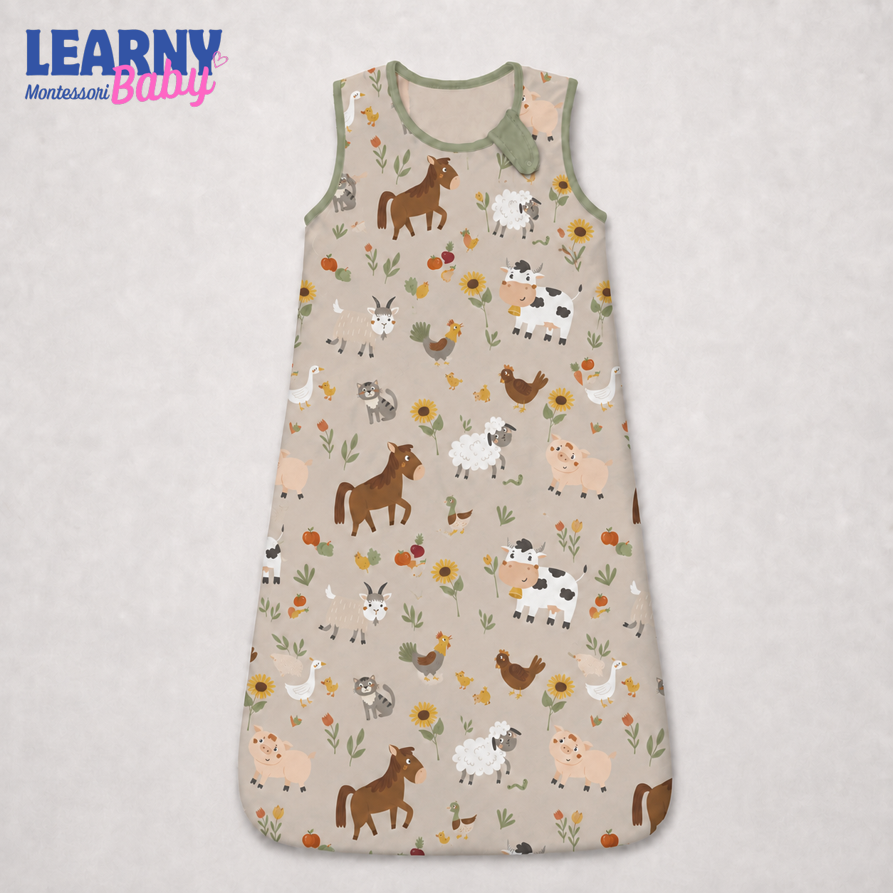 Farm Animal Bamboo Baby Sleep Sack, Cow Horse Sheep Wearable Blanket for Infant and Toddler, Neutral Nursery Gift