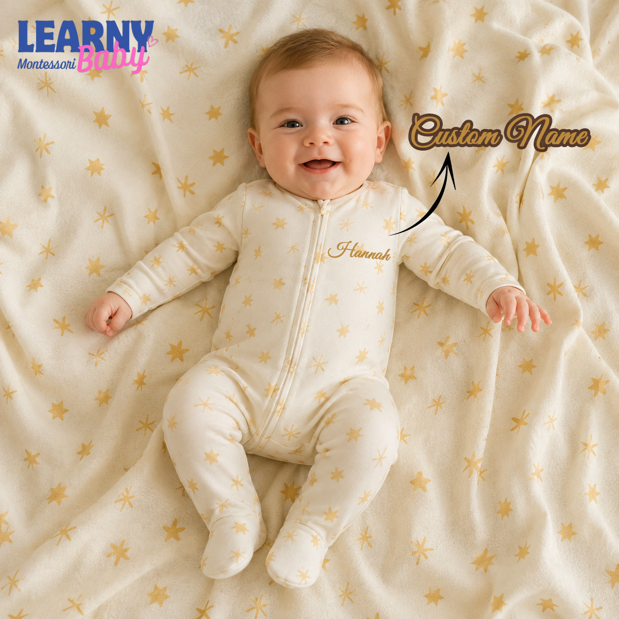 Ivory Star Bamboo Baby Zippy Footie – Neutral Infant Pajamas