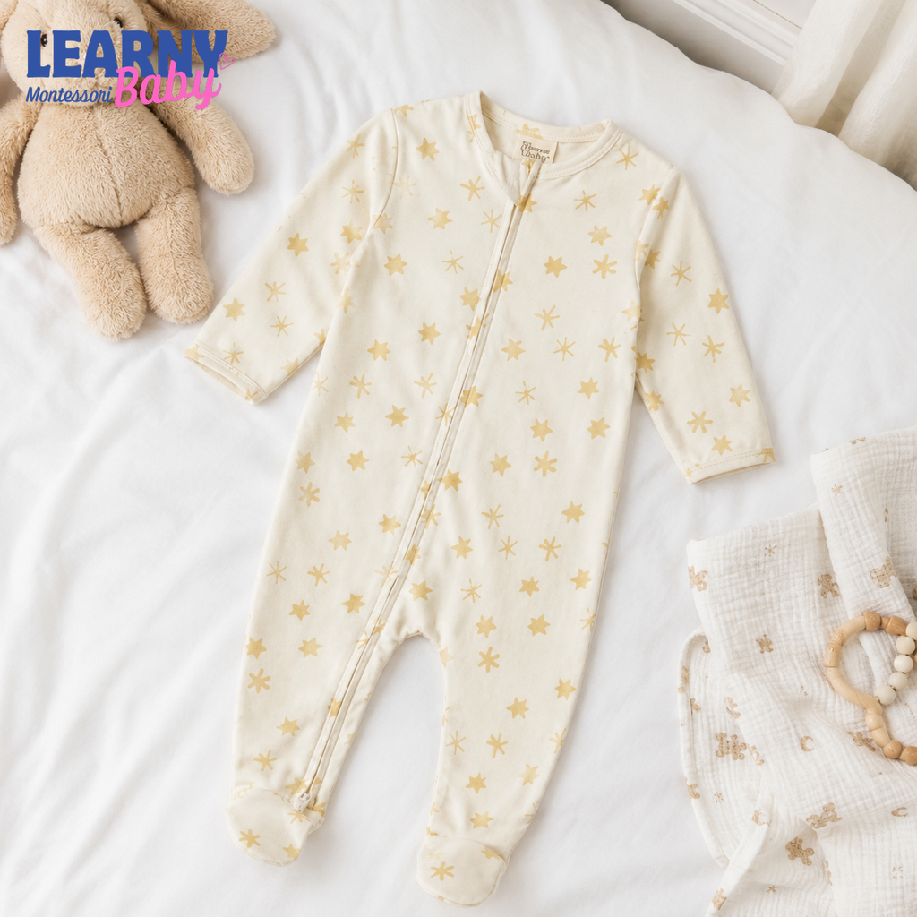 Ivory Star Bamboo Baby Zippy Footie – Neutral Infant Pajamas