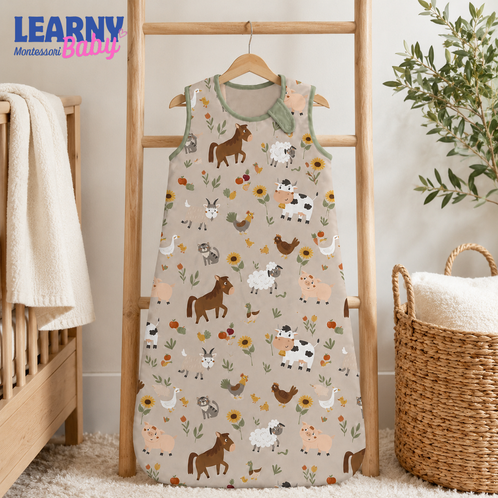 Farm Animal Bamboo Baby Sleep Sack, Cow Horse Sheep Wearable Blanket for Infant and Toddler, Neutral Nursery Gift