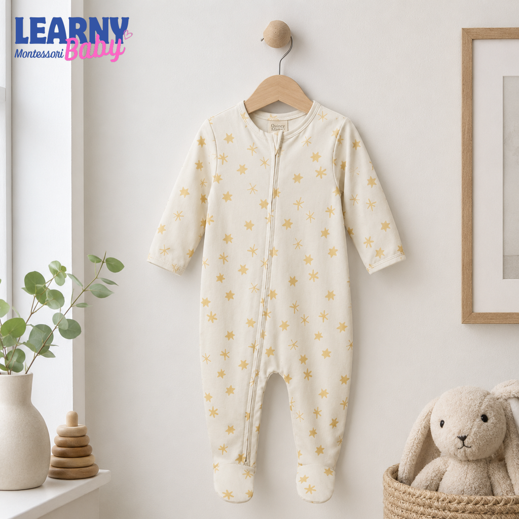 Ivory Star Bamboo Baby Zippy Footie – Neutral Infant Pajamas