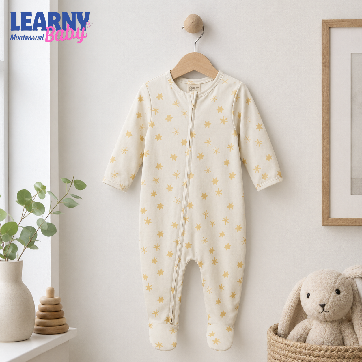 Ivory Star Bamboo Baby Zippy Footie – Neutral Infant Pajamas
