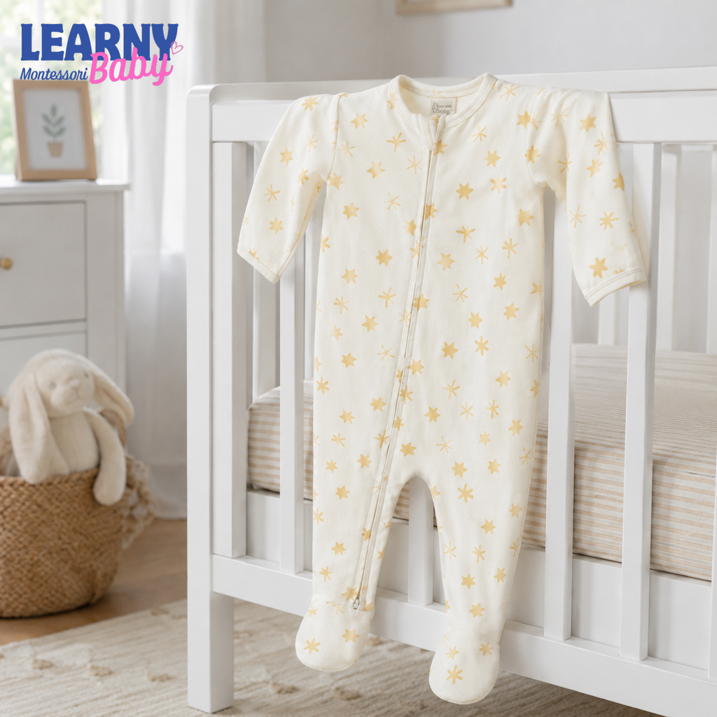 Ivory Star Bamboo Baby Zippy Footie – Neutral Infant Pajamas
