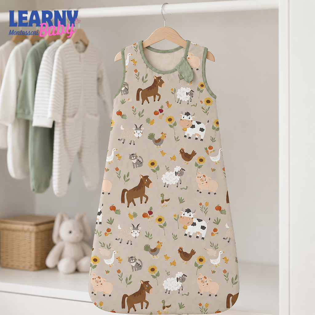 Farm Animal Bamboo Baby Sleep Sack, Cow Horse Sheep Wearable Blanket for Infant and Toddler, Neutral Nursery Gift