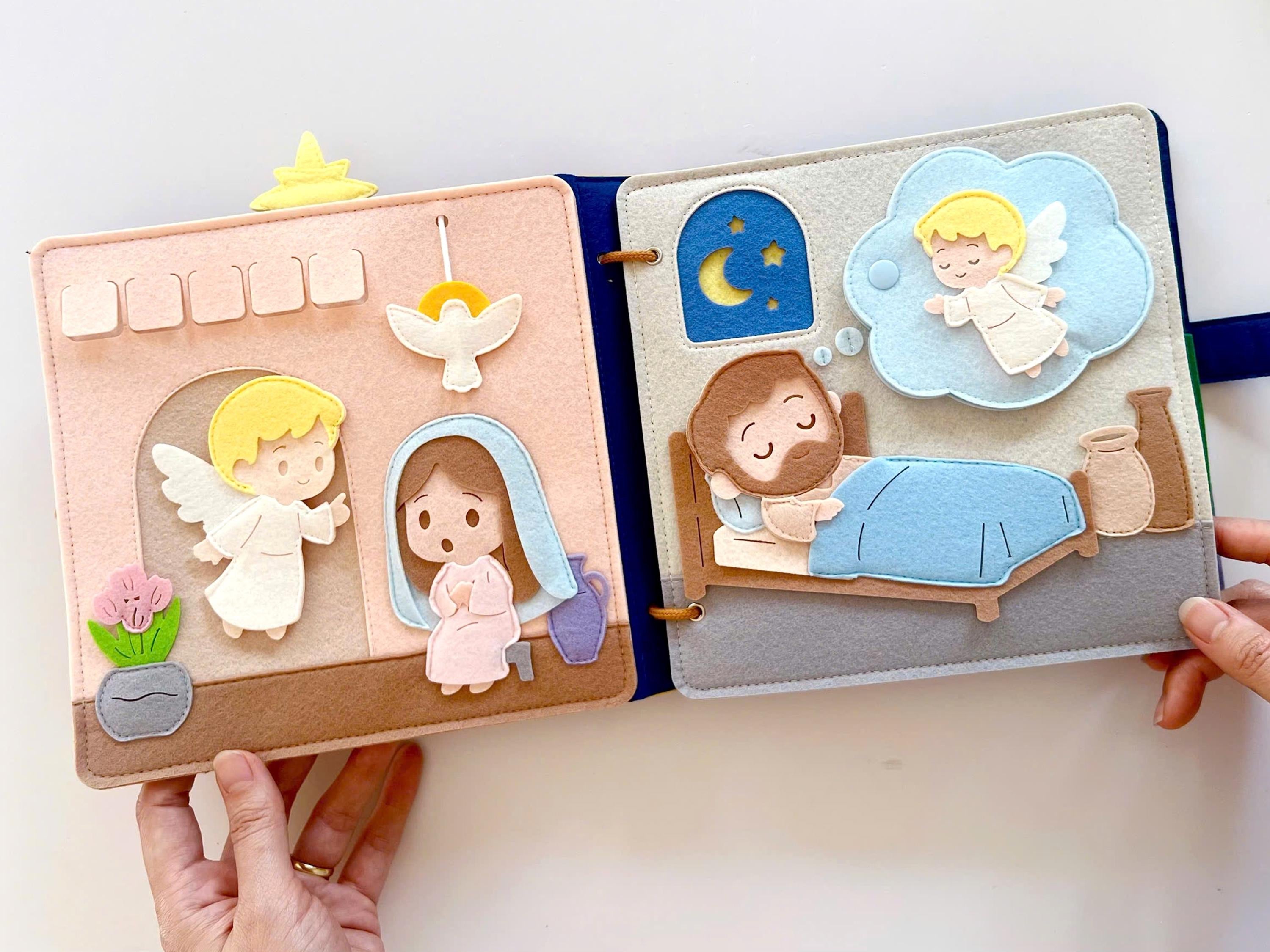 Christmas Bible Stories Felt Quiet Book: Christian Educational Toy Baptism Birthday Gifts for Kids, Baby Birthday Gift, Montessori Busy Book