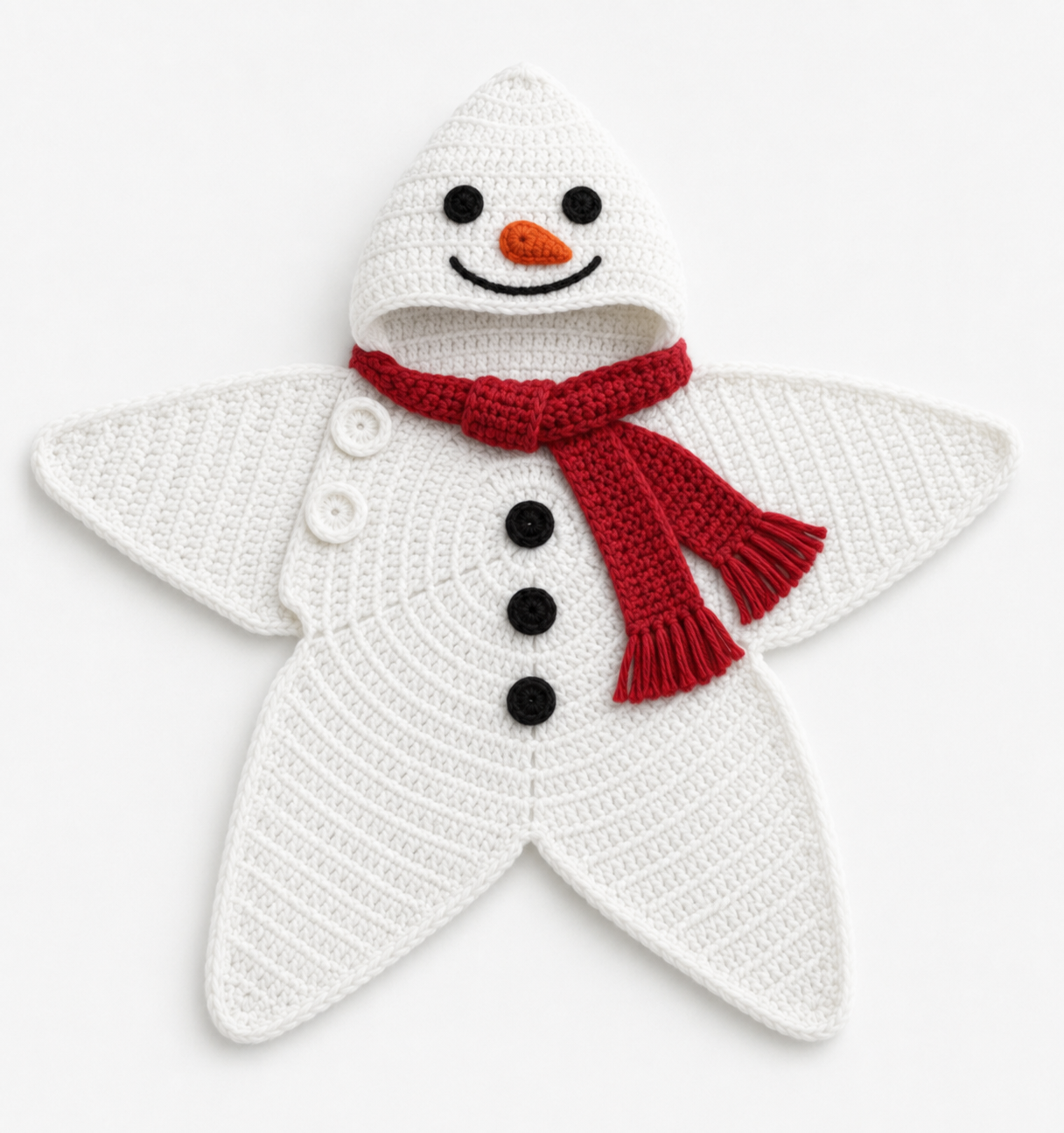 Crochet Snowman Star Baby Cocoon – Handmade Winter Baby Outfit