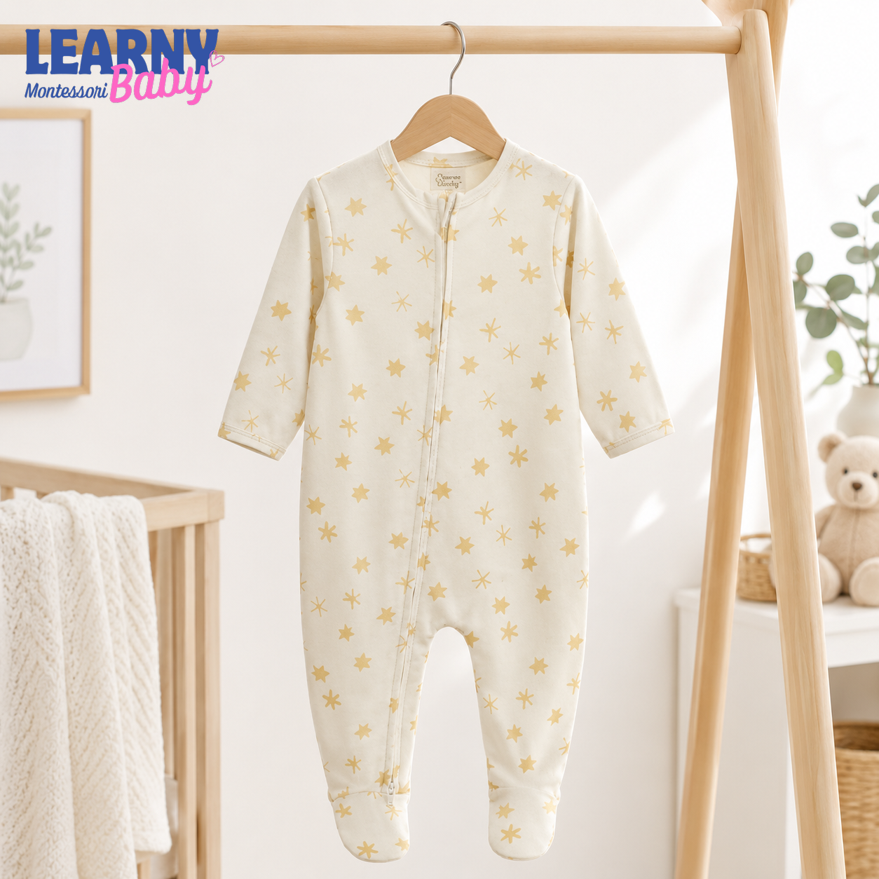 Ivory Star Bamboo Baby Zippy Footie – Neutral Infant Pajamas
