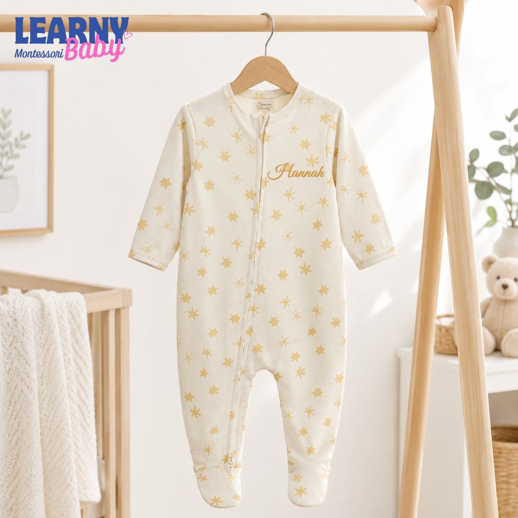 Ivory Star Bamboo Baby Zippy Footie – Neutral Infant Pajamas