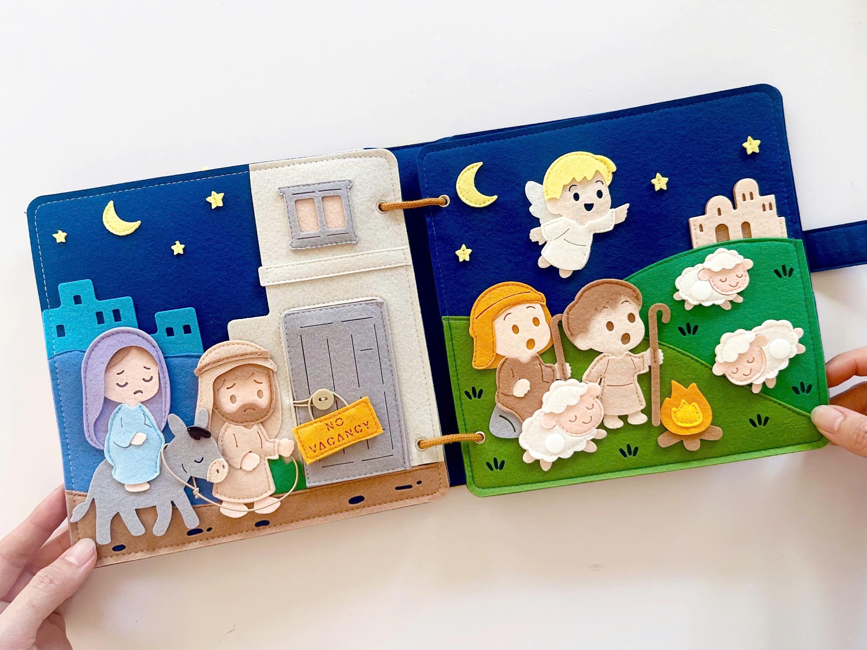 Christmas Bible Stories Felt Quiet Book: Christian Educational Toy Baptism Birthday Gifts for Kids, Baby Birthday Gift, Montessori Busy Book