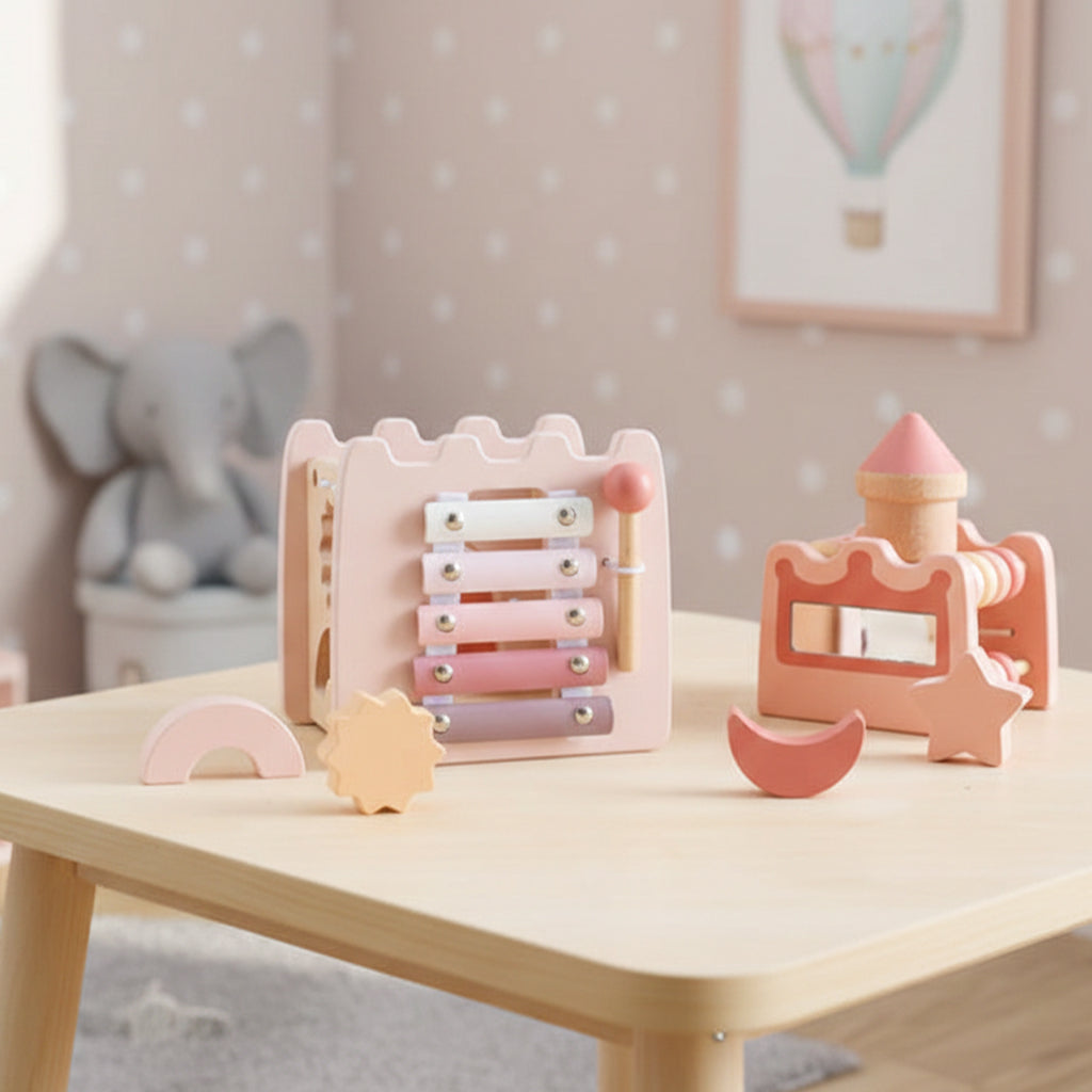 Montessori Wooden Castle Building Blocks Toy, Puzzle & Stacking Game for Early Learning, Fine Motor & Spatial Skills, Ages 1.5–4