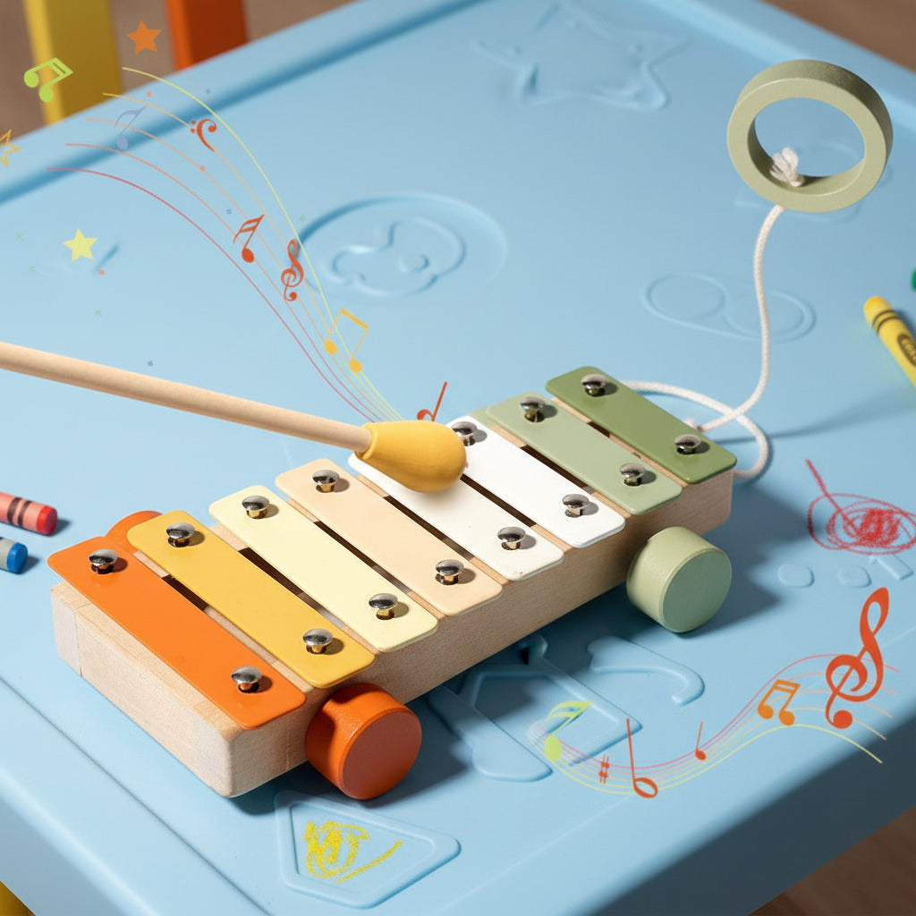 Baby Handheld Bell Musical Toy, Montessori Wooden Gripping Percussion Instrument, Early Music & Fine Motor Skills, Ages 6M–3Y