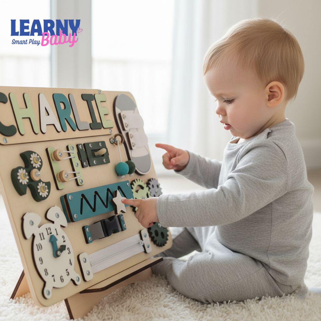 Montessori Toys, Personalized Baby Busy Board, Custom Name Puzzle, Gift for Boy or Girl, First Birthday Gift, Baby Shower, Gifts For Kids BBLB10