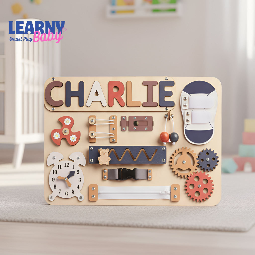 Montessori Toys, Personalized Baby Busy Board, Custom Name Puzzle, Gift for Boy or Girl, First Birthday Gift, Baby Shower, Gifts For Kids BBLB10