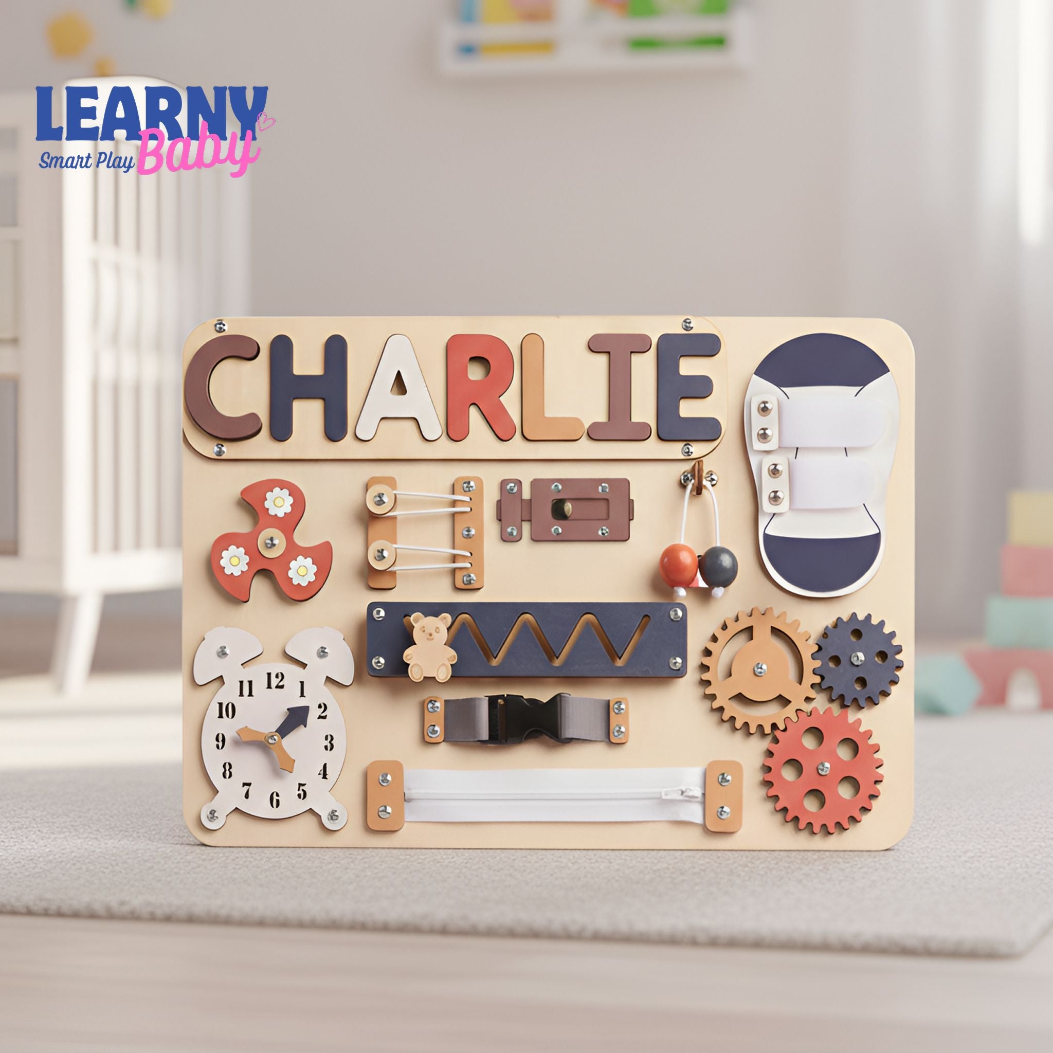 Montessori Toys, Personalized Baby Busy Board, Custom Name Puzzle, Gift for Boy or Girl, First Birthday Gift, Baby Shower, Gifts For Kids BBLB10