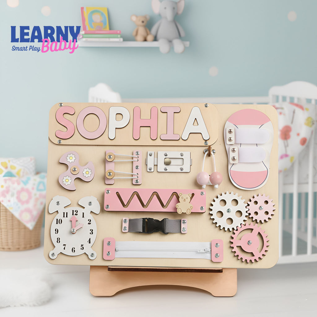 Montessori Toys, Personalized Baby Busy Board, Custom Name Puzzle, Gift for Boy or Girl, First Birthday Gift, Baby Shower, Gifts For Kids BBLB10