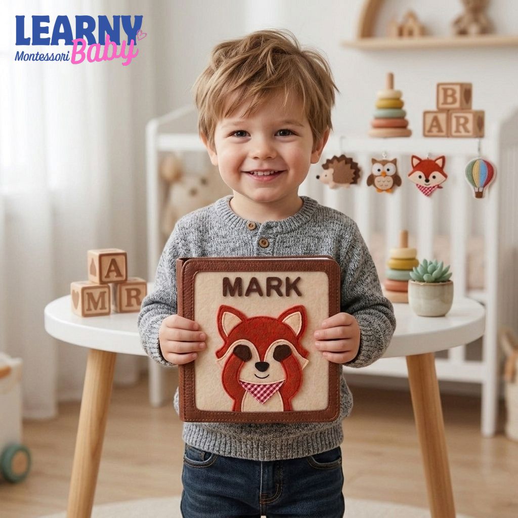 Personalized Fox Baby Busy Book for Toddlers, Felt Busy Book, Montessori Busy Book, Woodland Activity Gift for Kids, Custom Name Gift for Kids QBLB44