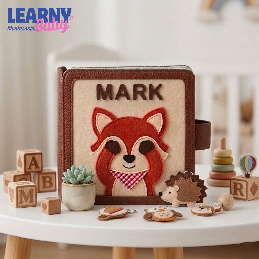Personalized Fox Baby Busy Book for Toddlers, Felt Busy Book, Montessori Busy Book, Woodland Activity Gift for Kids, Custom Name Gift for Kids QBLB44