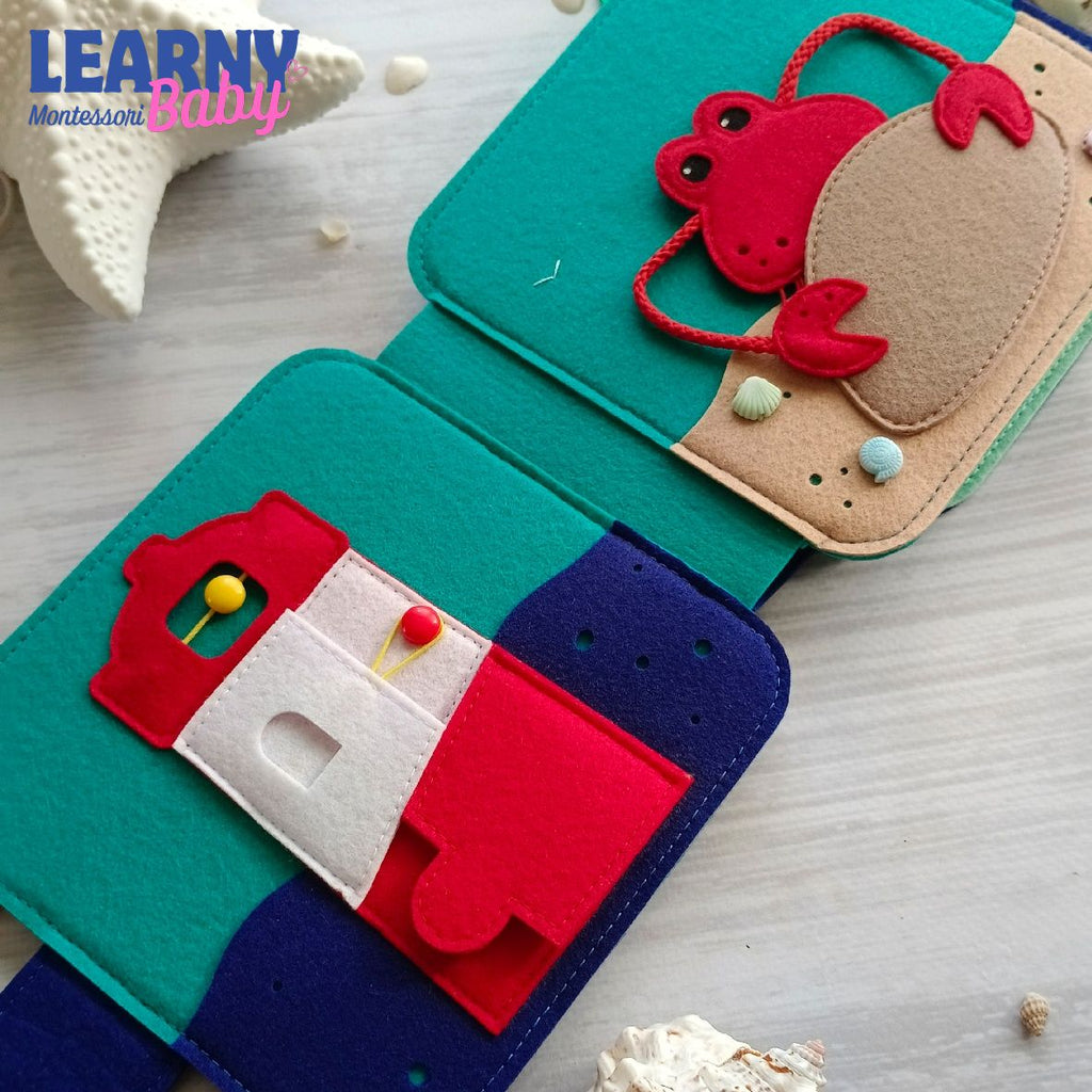 Personalized Turtle Busy Book for Toddlers, Montessori Felt Busy Book, Ocean Sensory Activity Book, Custom Name Gift for Kids QBLB43