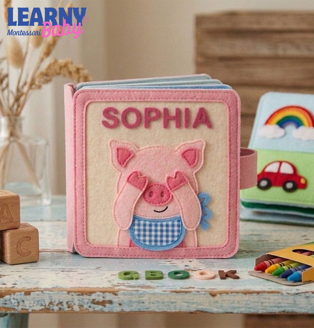 Custom Name Baby Busy Book for Girls, Montessori Busy Book, Felt Busy Book, First Birthday Gift for Girls QBLB45