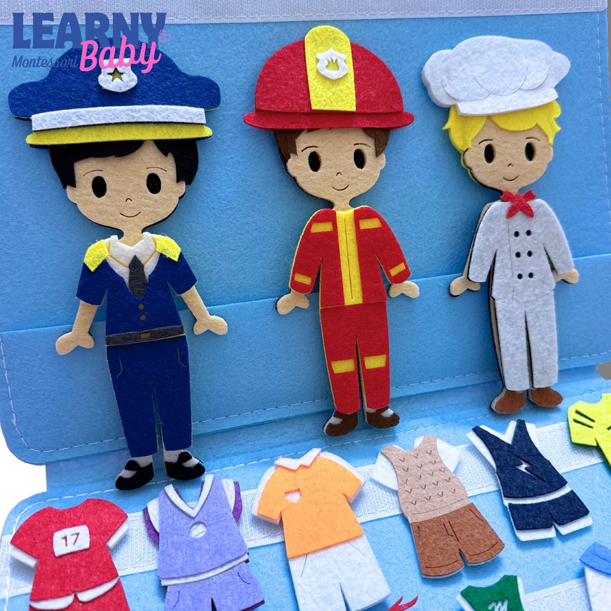 Personalized Felt Dress Up Busy Board for Kids, Occupation Pretend Play Quiet Book, Toddler Travel Toy, Montessori GiftQBLB59