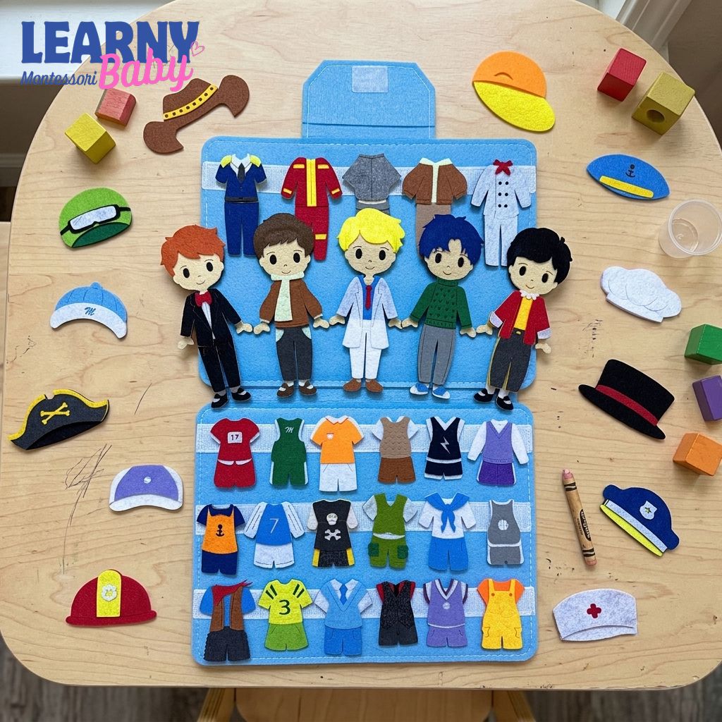 Personalized Felt Dress Up Busy Board for Kids, Occupation Pretend Play Quiet Book, Toddler Travel Toy, Montessori GiftQBLB59