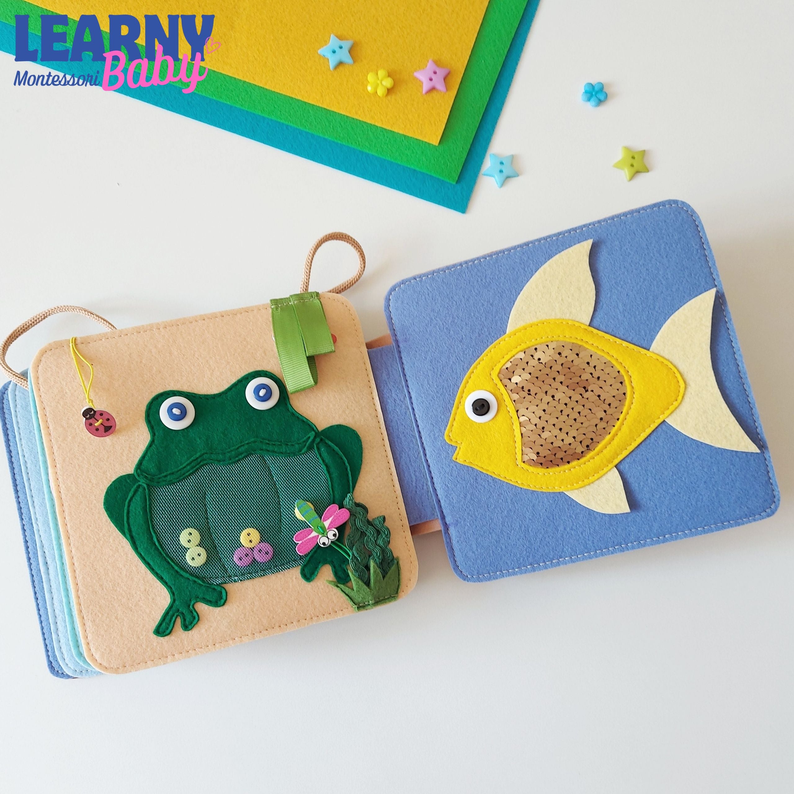 Personalized Montessori Busy Book for Toddlers, Felt Busy Book, Baby Busy Book, Fine Motor Skills Learning Toy QBLB46