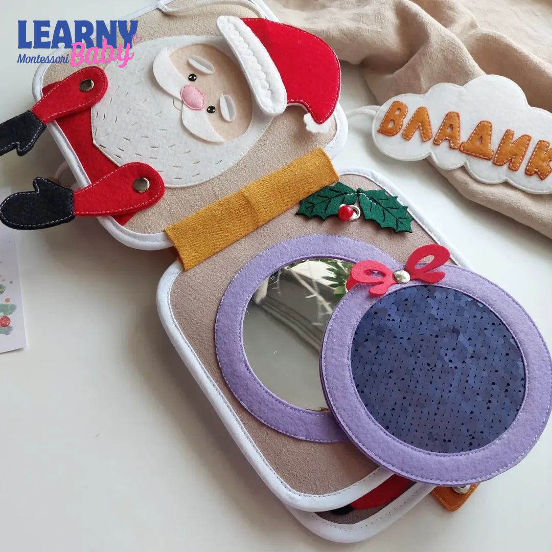 Personalized Christmas Reindeer Quiet Book for Toddlers, Custom Name Felt Activity Book, First Christmas Gift for Baby