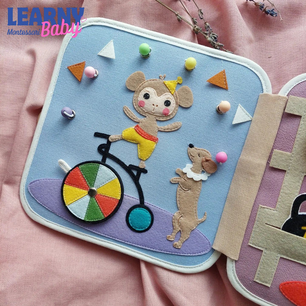 Circus Busy Book for Toddlers, Printable Preschool Learning Activities, Montessori Quiet Book, Fine Motor Skills, Colors, Shapes, Animals QBLB64