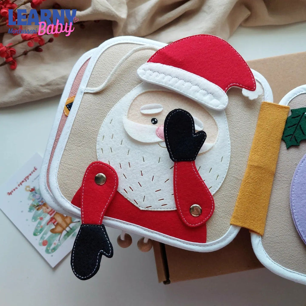 Personalized Christmas Reindeer Quiet Book for Toddlers, Custom Name Felt Activity Book, First Christmas Gift for Baby