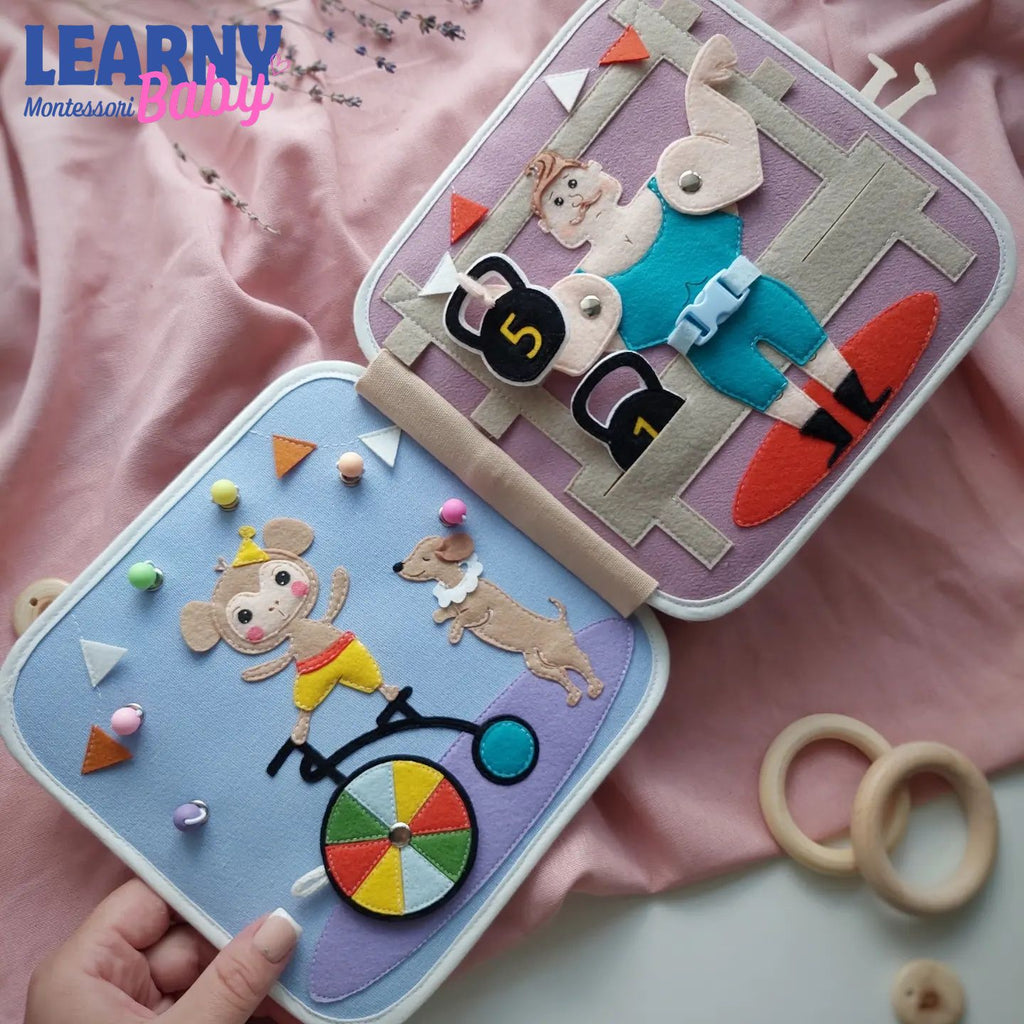 Circus Busy Book for Toddlers, Printable Preschool Learning Activities, Montessori Quiet Book, Fine Motor Skills, Colors, Shapes, Animals QBLB64
