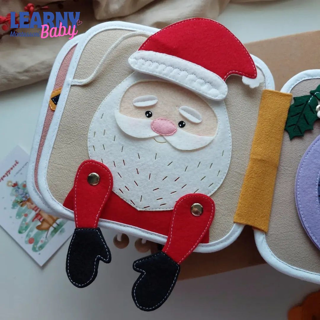 Personalized Christmas Reindeer Quiet Book for Toddlers, Custom Name Felt Activity Book, First Christmas Gift for Baby
