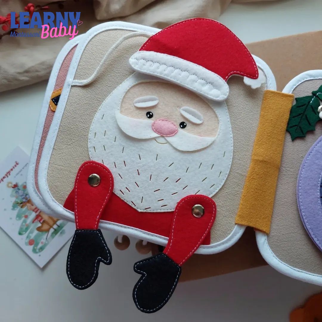 Personalized Christmas Reindeer Quiet Book for Toddlers, Custom Name Felt Activity Book, First Christmas Gift for Baby