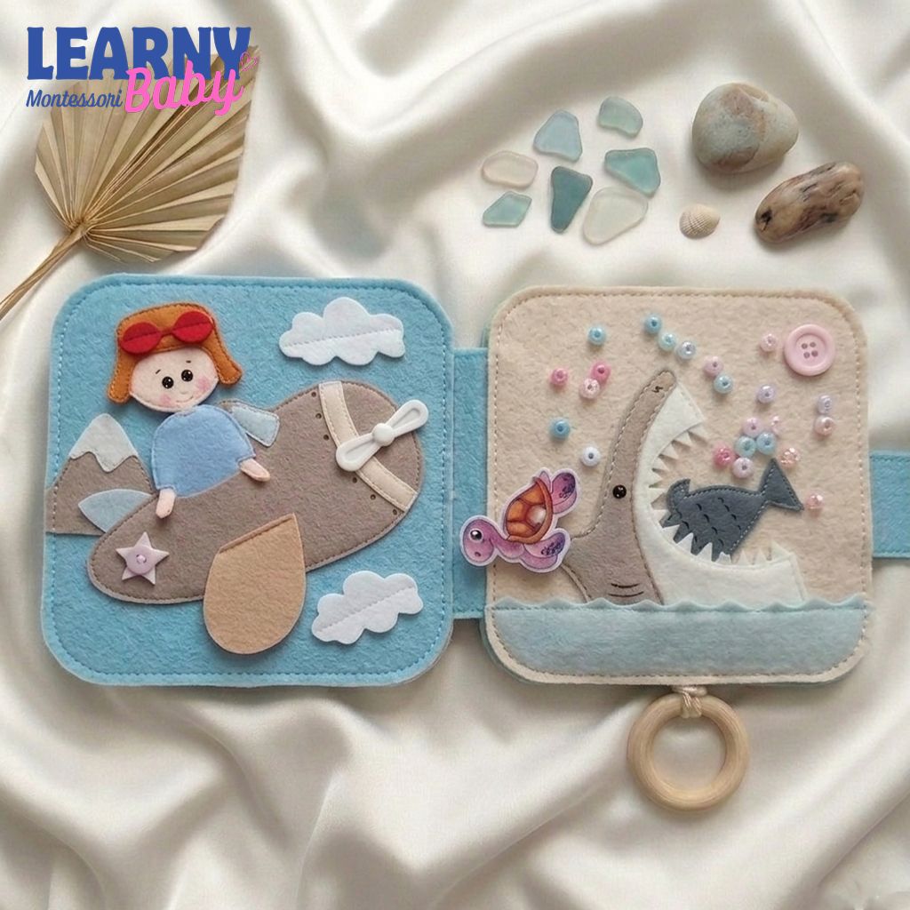 Personalized Montessori Busy Book, Quiet Book for Kids, Felt Learning Activity Book, Toddler Travel Toy, Preschool Educational Gift QBLB51