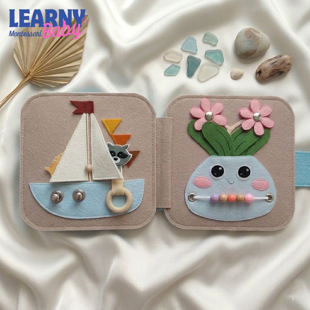 Personalized Montessori Busy Book, Quiet Book for Kids, Felt Learning Activity Book, Toddler Travel Toy, Preschool Educational Gift QBLB51