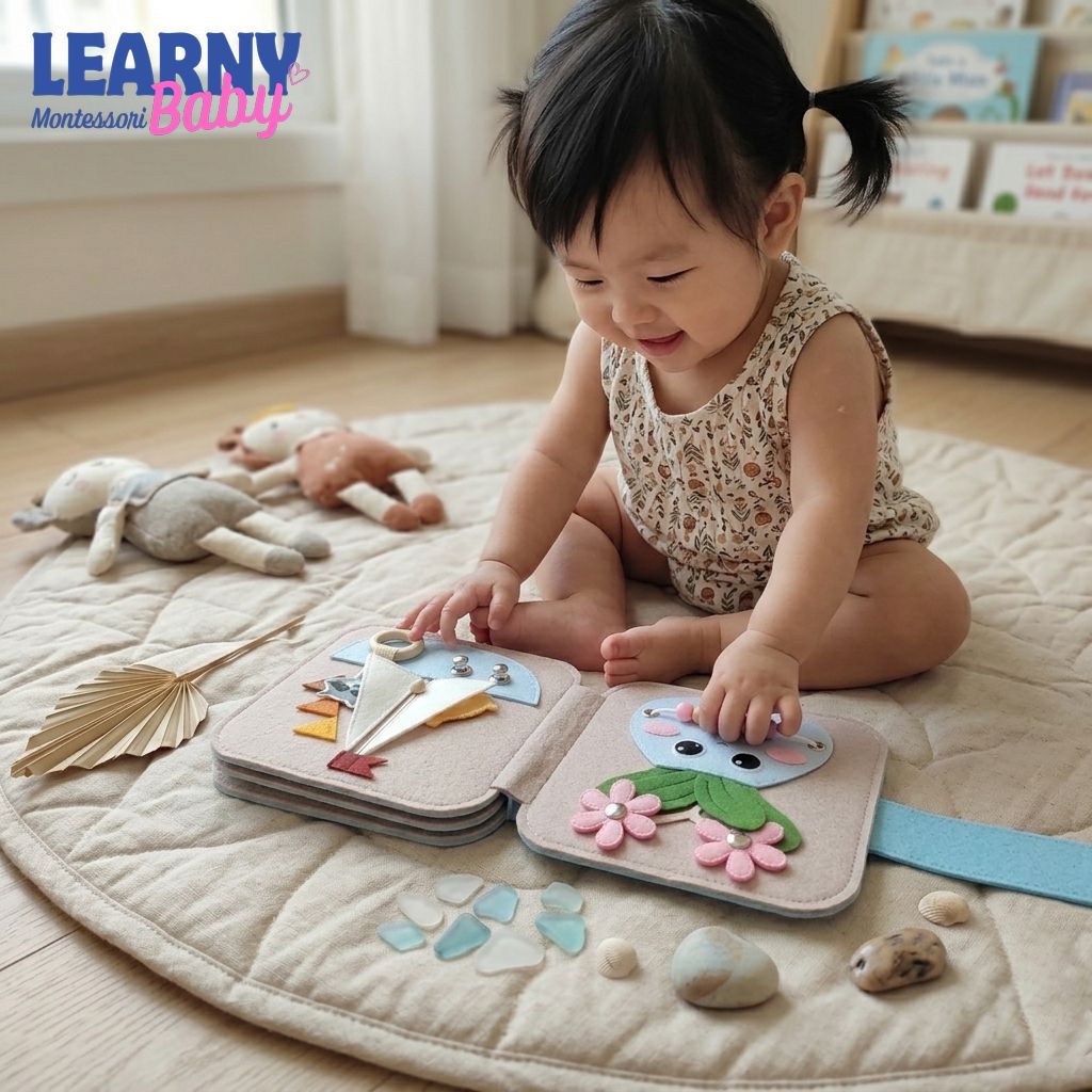 Personalized Montessori Busy Book, Quiet Book for Kids, Felt Learning Activity Book, Toddler Travel Toy, Preschool Educational Gift QBLB51